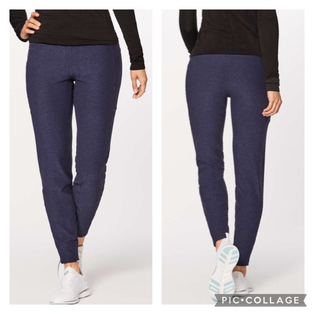 Lululemon Run On Jogger 28" Heathered Hero Blue/Black Navy Rulu Mid Rise